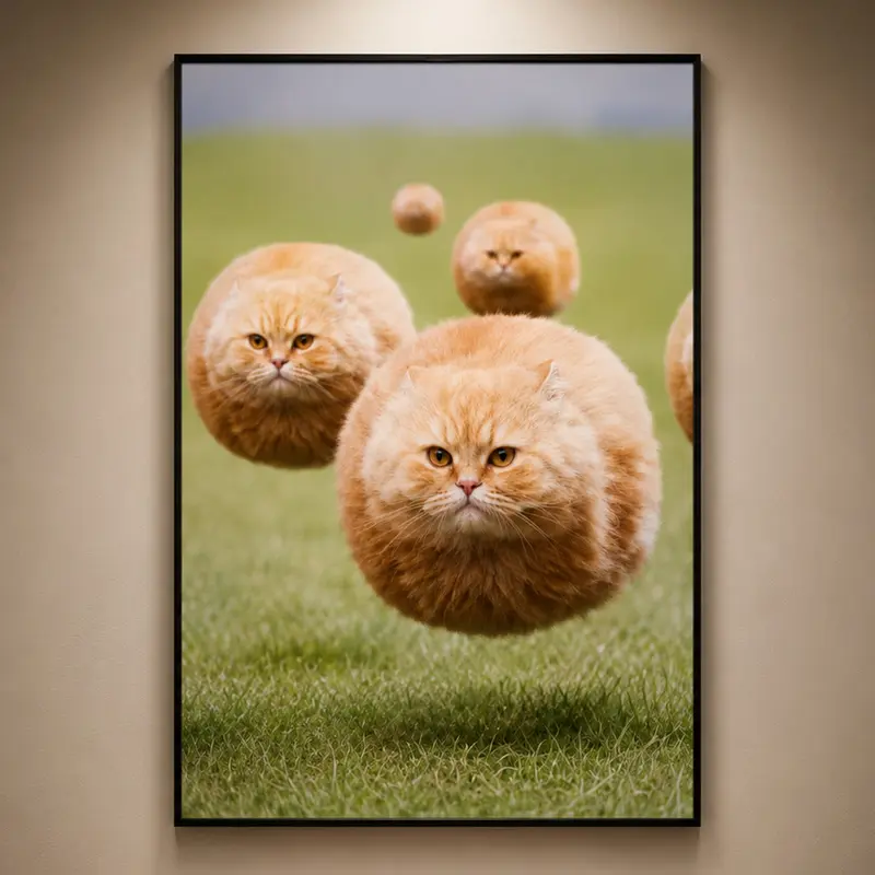 HAYOY Ball Cat Poster, Funny Cute Chubby Furry Animal Room Aesthetic, Cool Wall Decor, Home Canvas Print for College Dorm, Apartment, Teen Girl, and Kids Room, Modern Artistic Design, Kawaii Art, Bedroom Decor, Nursery Wall Art, Cat Lover Gift, Whimsical
