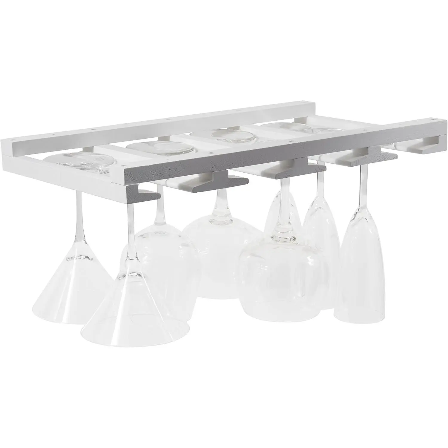 Eze 4 Sectional Under Cabinet Mount  Stemware Rack  Shelf Glassware Holder Bar Organizer with up to 12  Glass Storage 10 Inch Deep White