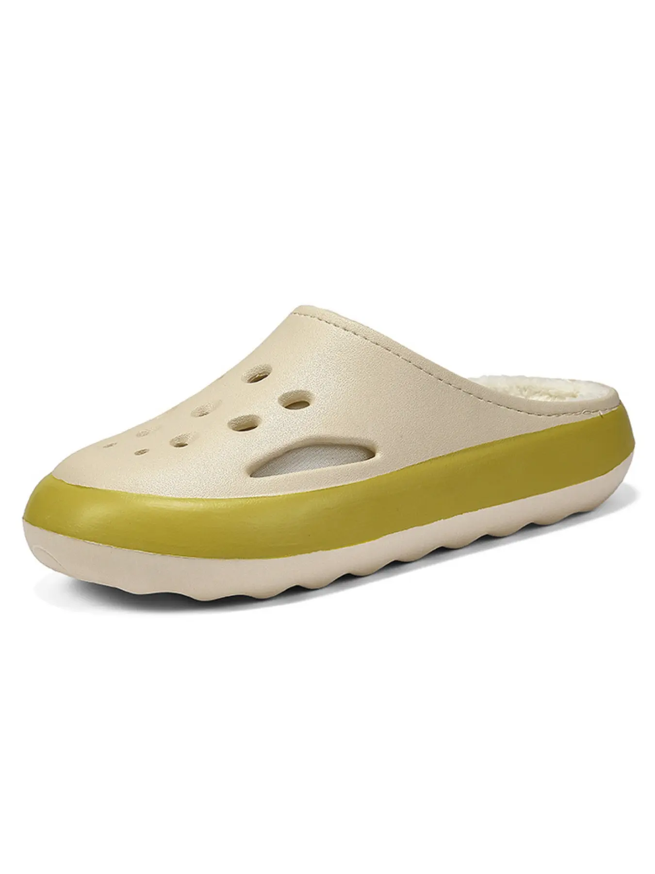 Cloud-Like Colorblock Fuzzy Mule Slippers, Seamless Eva Shell, Breathable Holes, Shock-Absorbing Sole, Soft Warm Lining, Fall & Winter Comfort, Fluffy House Slippers