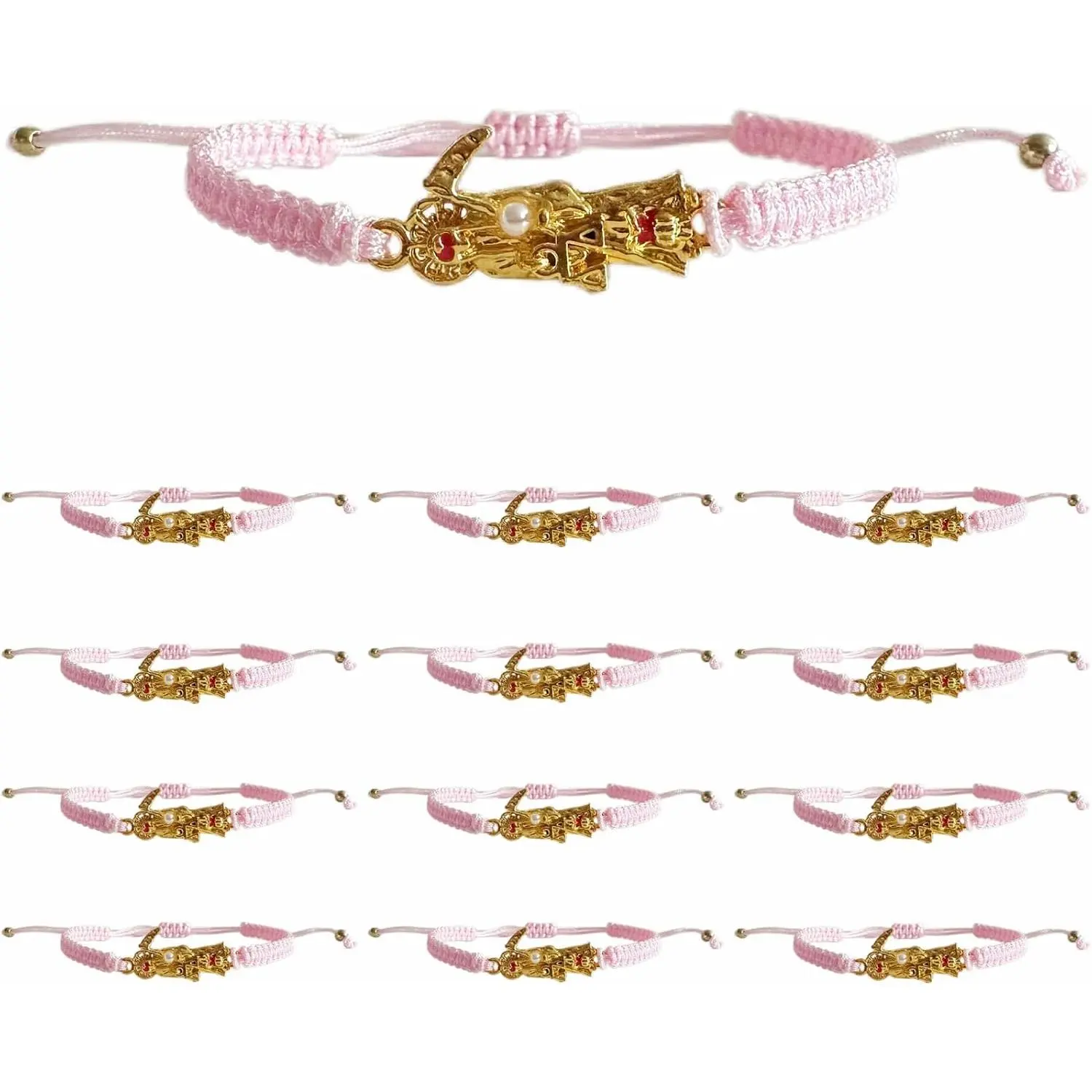 12 count Black  Bracelets,  Red Thread Holy Death's Bracelet,Rosario de la  Prayer  For Men and Women
