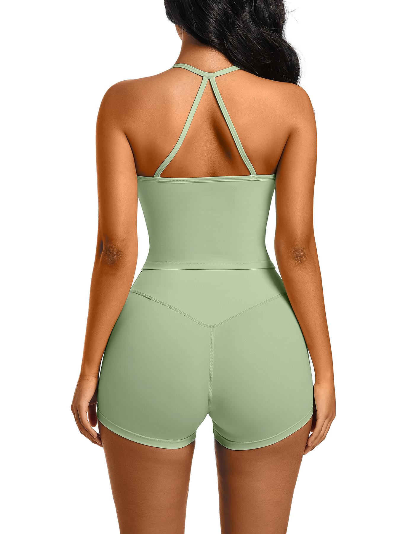 Women's Solid Cami Top & High Waist Shorts Sports Set, Breathable Comfortable Two-piece Outfits for Yoga Gym Workout Running, Ladies Summer Sportswear, Fitness Sportswear Set, Gym Clothes Workout