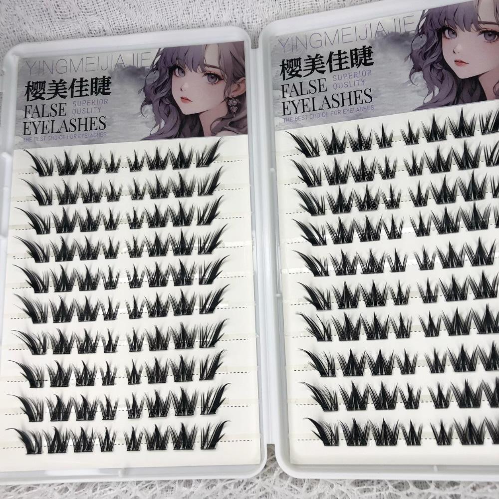 Large Capacity Self-Adhesive  Glueless False Eyelashes Fluffy Winged Fox Eye Natural Volume Lashes Reusable Easy Removal 11-13mm