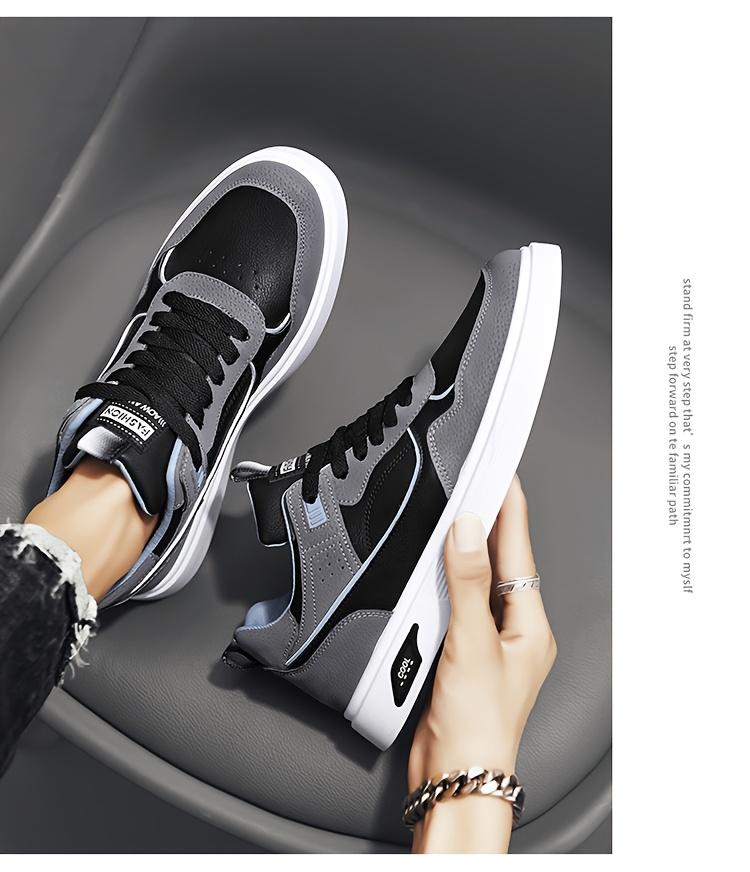 2024 Men's Low-top Skate Shoes - White and Gray Casual Lace-up Sneakers, Durable PU Upper and PVC Sole, Comfortable Insole, Suitable Casual Wear