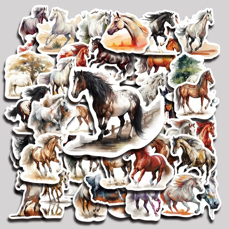 60PCS Horse Aesthetic Vinyl Stickers Pack for Laptop Water Bottle Phone Case Skateboard Journal Scrapbook DIY Decoration