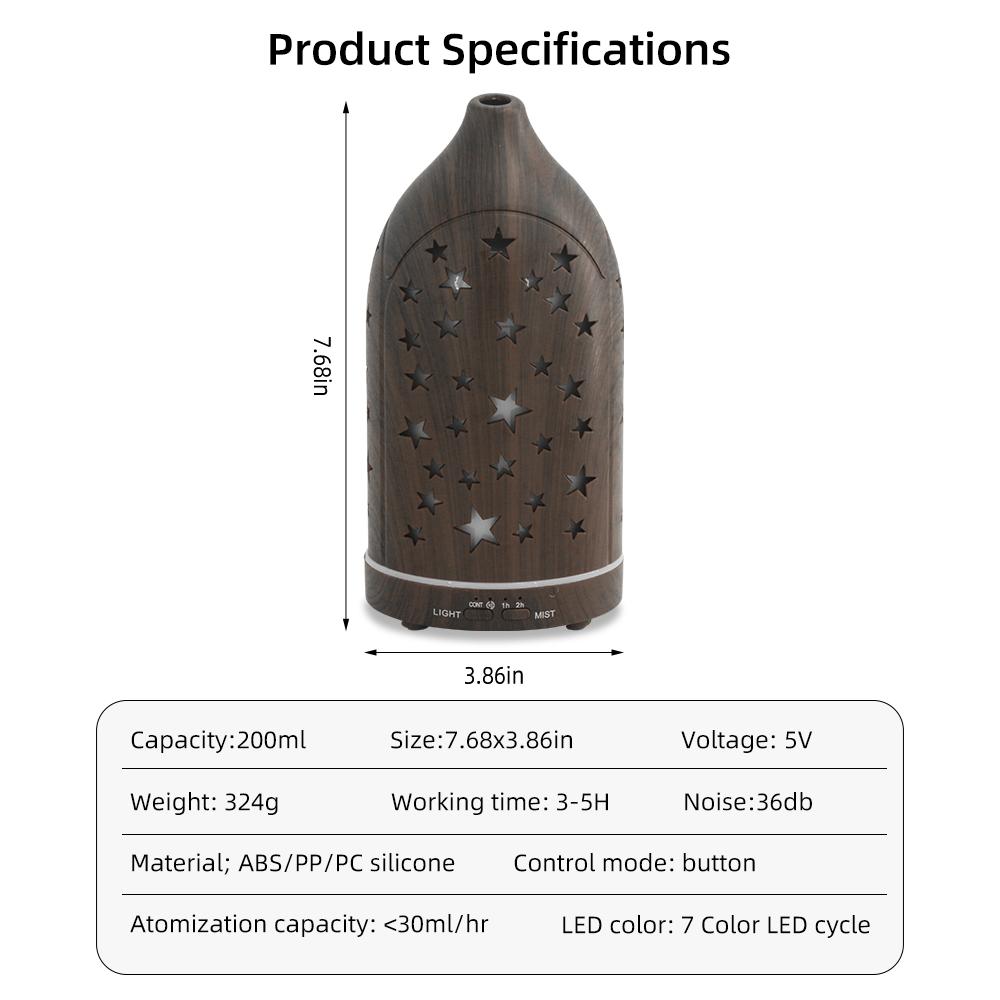 Star Hollow Diffuser  7 Customizable Colors, Whisper Quiet, Safe & Stylish aromatherapist house humidificador  de  aroma lifelines  diffuser