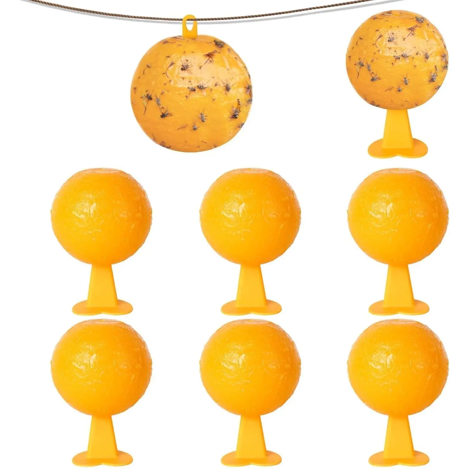 Sticky Fruit Fly Traps Indoors Outdoor, 6pc Hanging Ball Bug with Base  Waterproof Non-Toxic Super Sticky Yellow Fly Trap for Vegetable Garden Kitchen Plants Fruit Trees (Yellow)