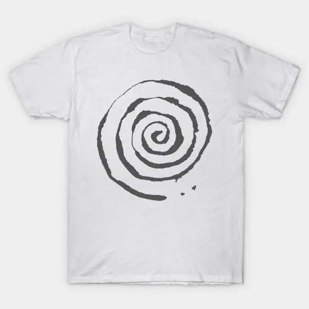 Minimalist Hand Drawn Spiral Abstract Spiritual Line Art Cotton T-Shirt