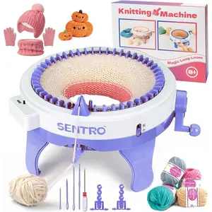 Knitting Machine for SENTRO 48 Needles Smart Knitting Crochet Machine with Row Counter for Adults and Beginners, Knitting Board Rotating Double Loom