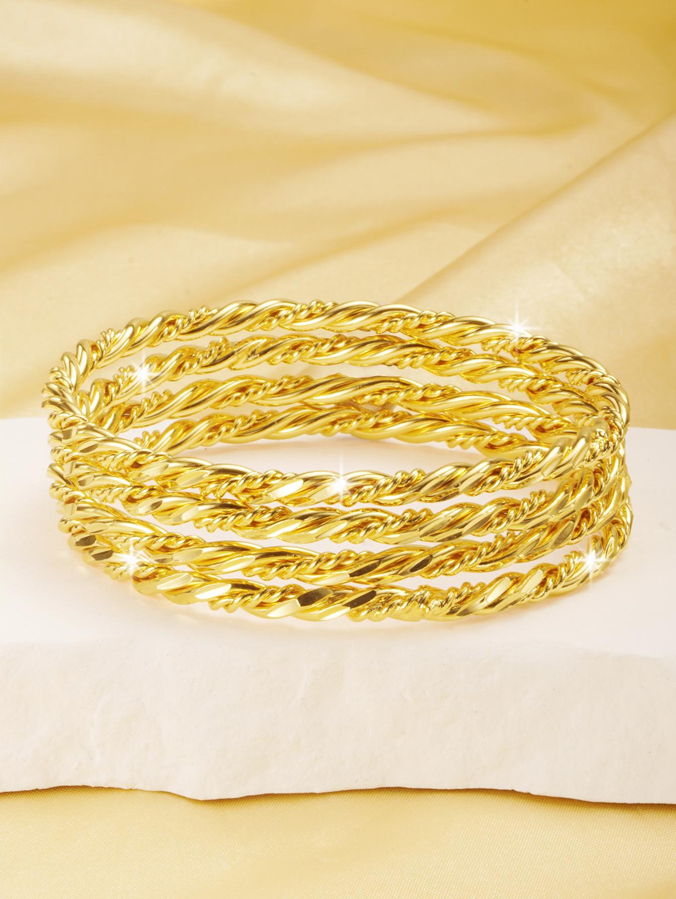 18K Gold Plated Twisted Bangle Bracelet Dainty Stackable Gold Bracelets for Women, Waterproof Everyday Wear Jewelry Gift