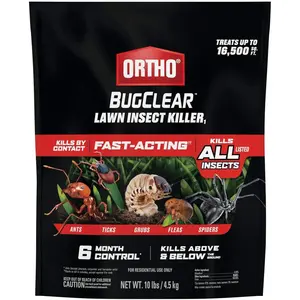 Ortho BugClear Lawn Insect Killer1 - Lawn Bug Killer Granules, Kills Ants, Spiders, Ticks, Fleas, & Grubs, Treats up to 16,500 sq. ft., 10 lb.