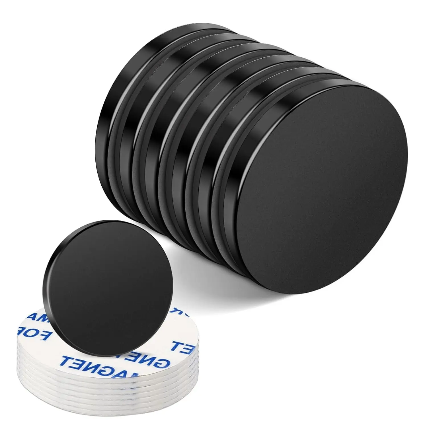 6 Pack Strong Neodymium Disc Magnets with Adhesive Backing, 20x3mm, Black - Heavy Duty Rare Earth Magnets for Fridge, Whiteboard, DIY, Crafts, Office, Home, ScientificGift