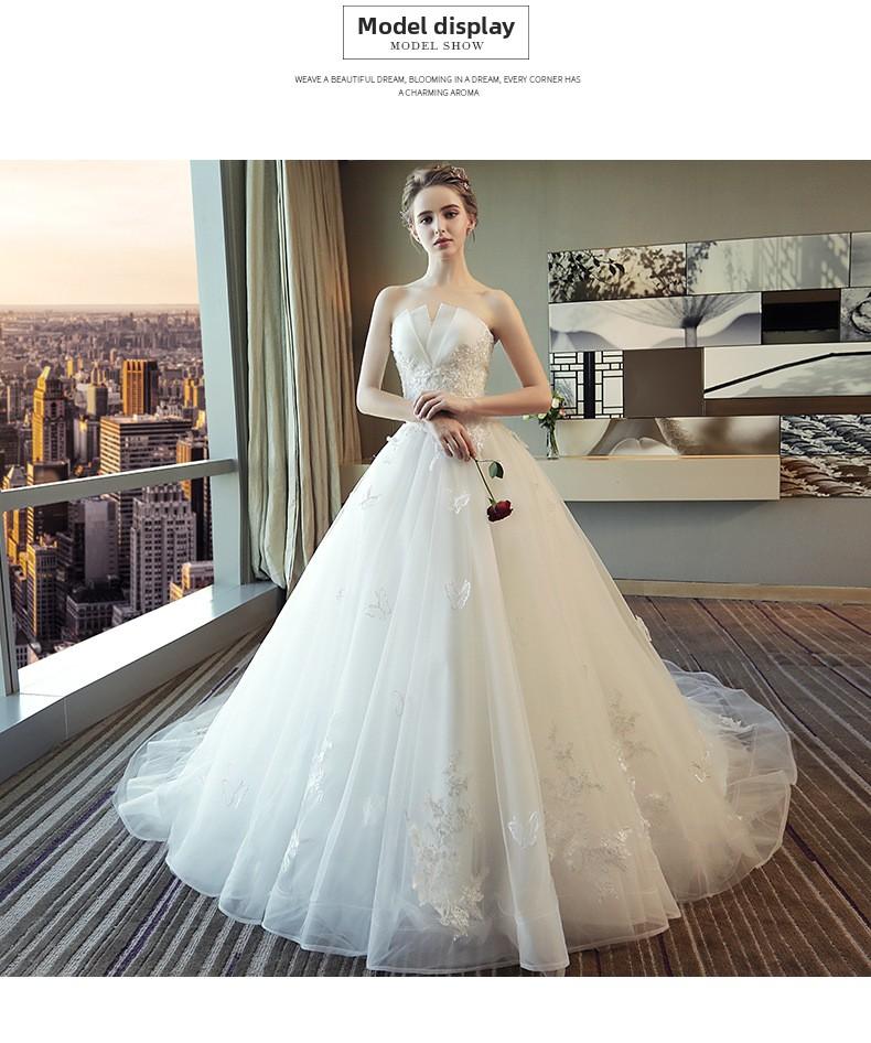 2026 New Style White Lace Strapless Wedding Dress with Train for Petite Brides, Simple, Ethereal & Forest-Style