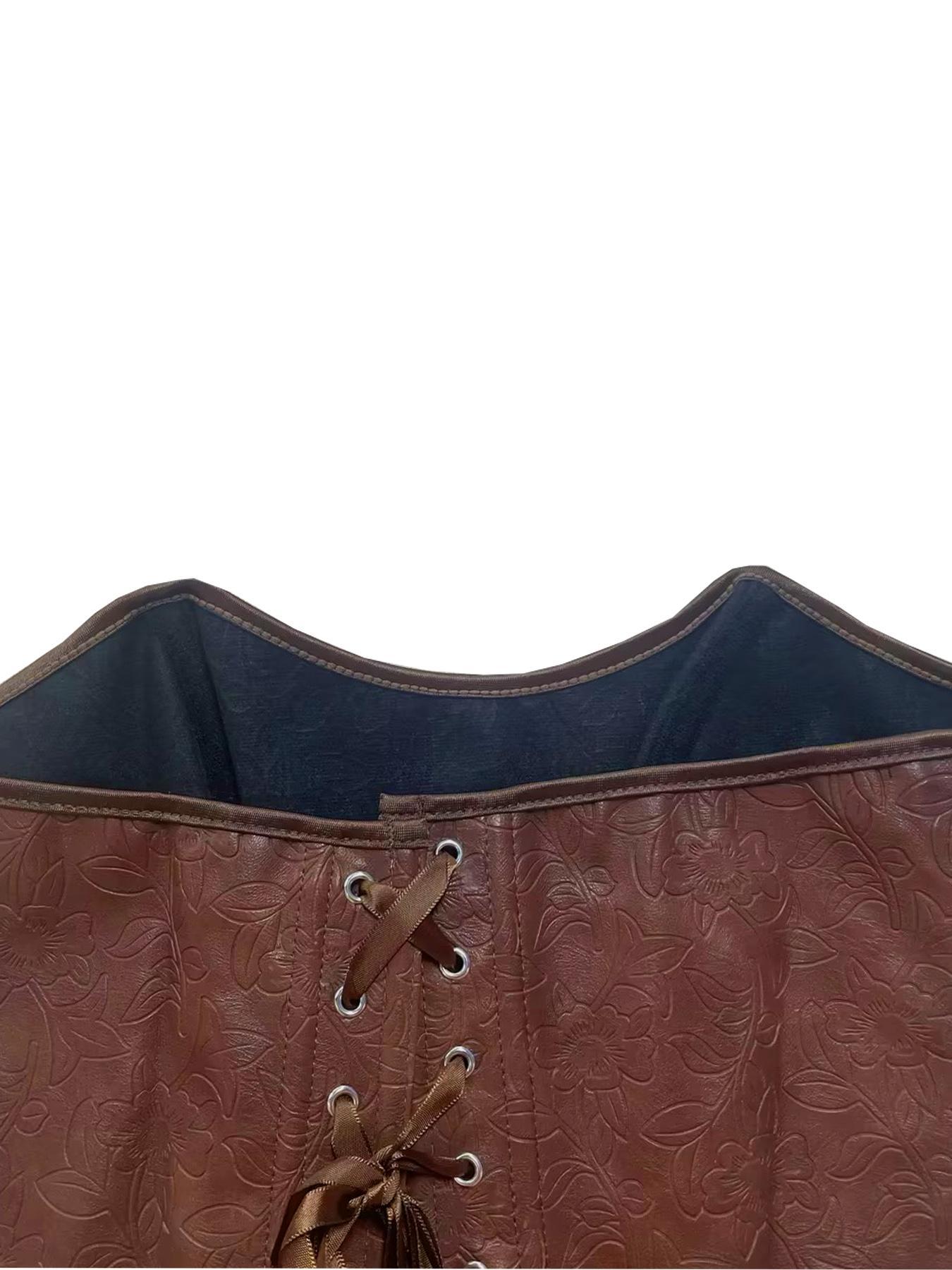 26 Valentine's Day Women's Solid Lace Up Grommet Eyelet Corset Cropped Tube Top, Elegant Fashion Strapless PU Leather Top for Daily Outdoor Wear, Ladies Clothes for All Seasons