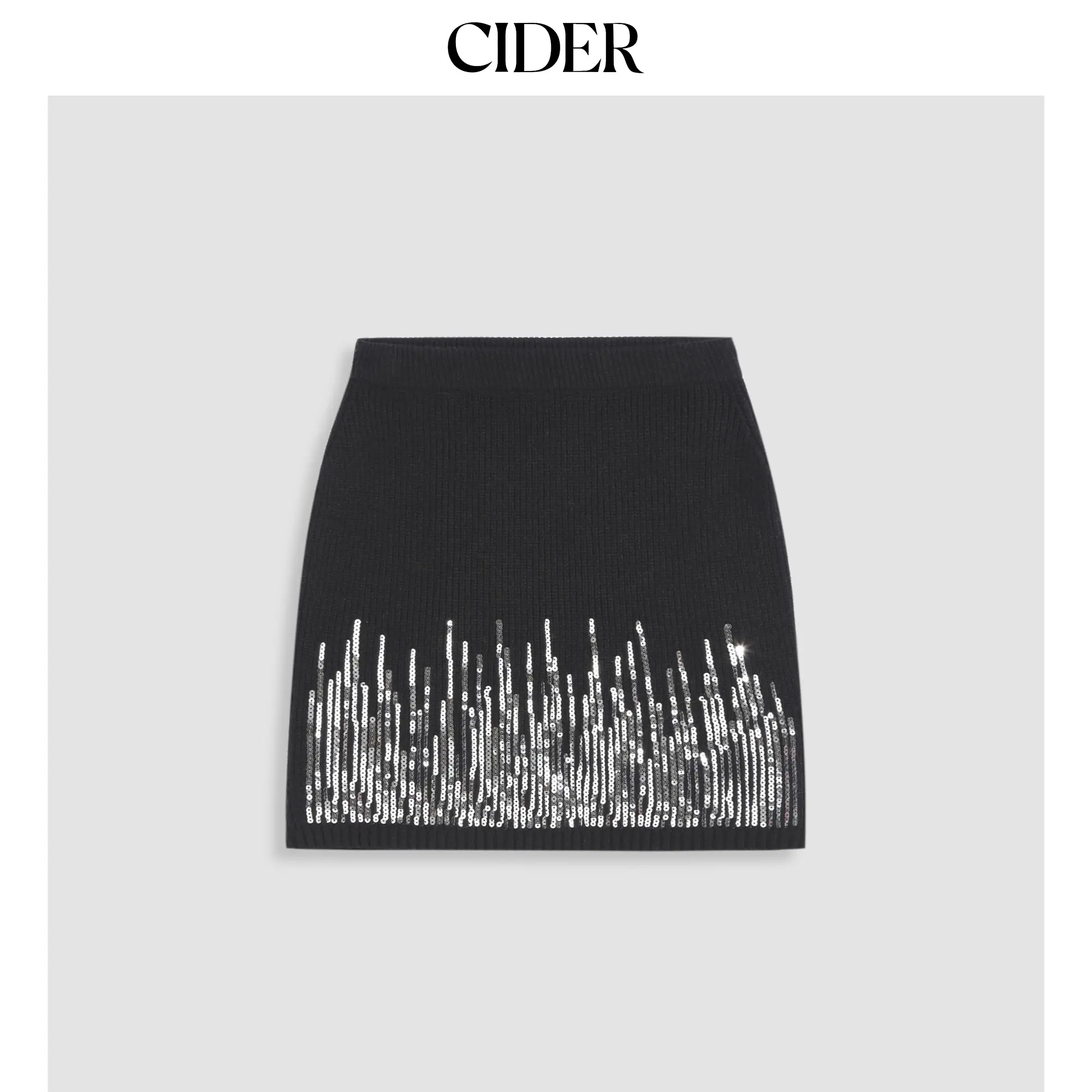 Cider [size 2-26] Sequin Fire Mid Waist Knitted Mini Skirt