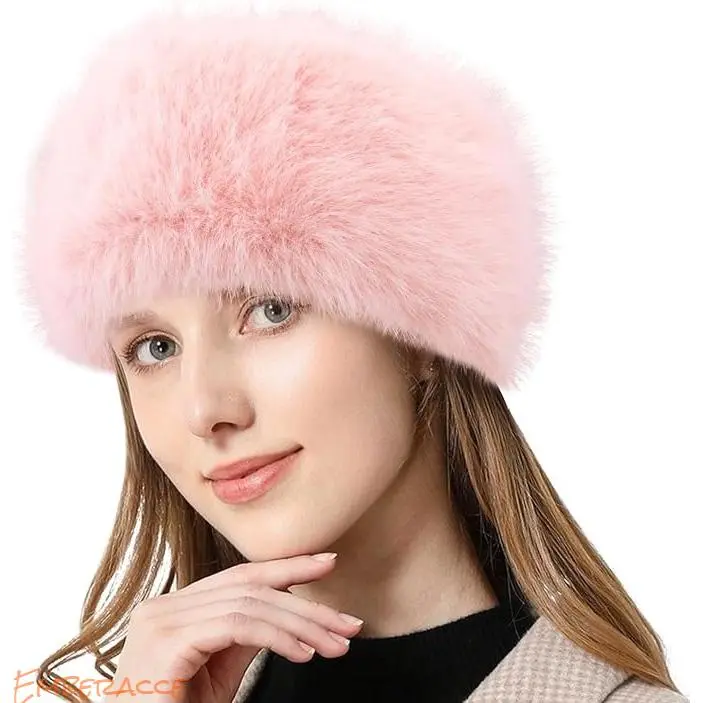 Women’s Puffy Headband, Fuzzy Winter Ear Warmer Headband for Women, Cozy Solid Color Wide Hair Band with Soft Plush Fabric, Warm Fashion Hair Accessory for Cold Weather Outfits, Cute Winter Style Headwear