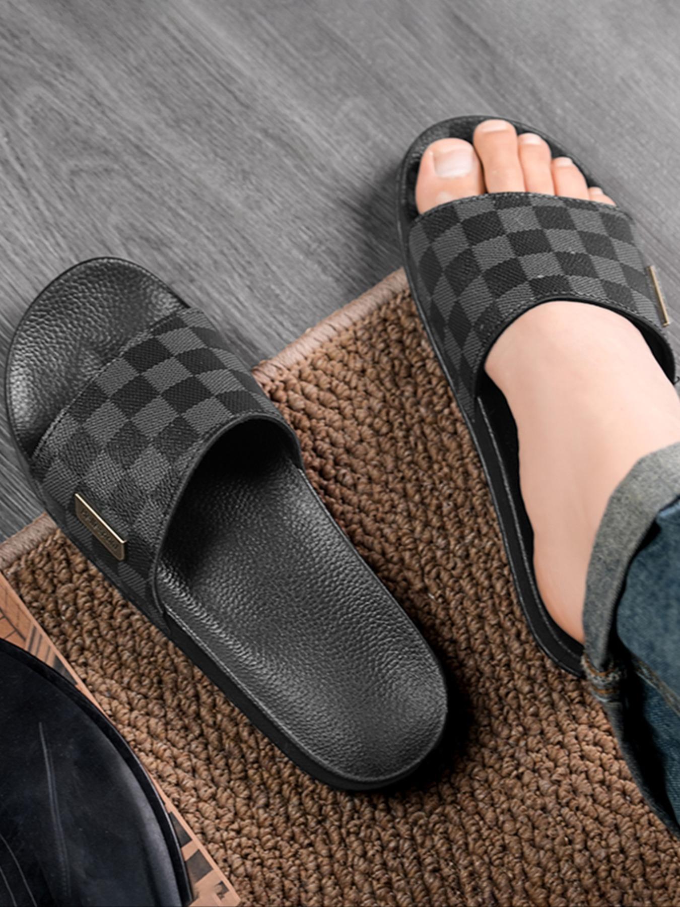 Men's Fashionable Black Slides, Casual Comfortable Flat Sandals for Beach, Outdoor, Lightweight Breathable Slippers for Daily Wear, Casual Soft Slippers, Summer Slippers, Footwear