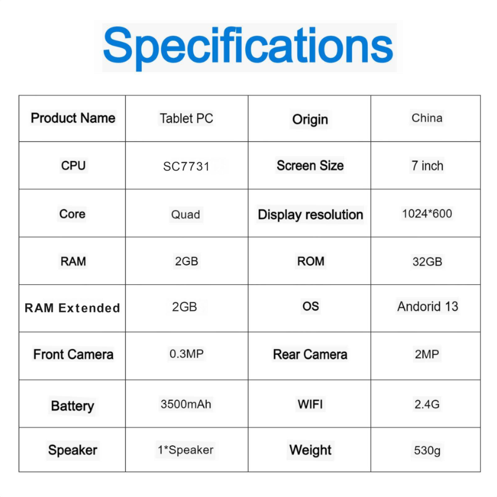 PRITOM 7 Inch Tablet with Silicone Case, 1 Count Android 13 Tablet with Handle, Learning Tablet with Protective Case, Android Wifi Tablet, Gift for Boys & Girls