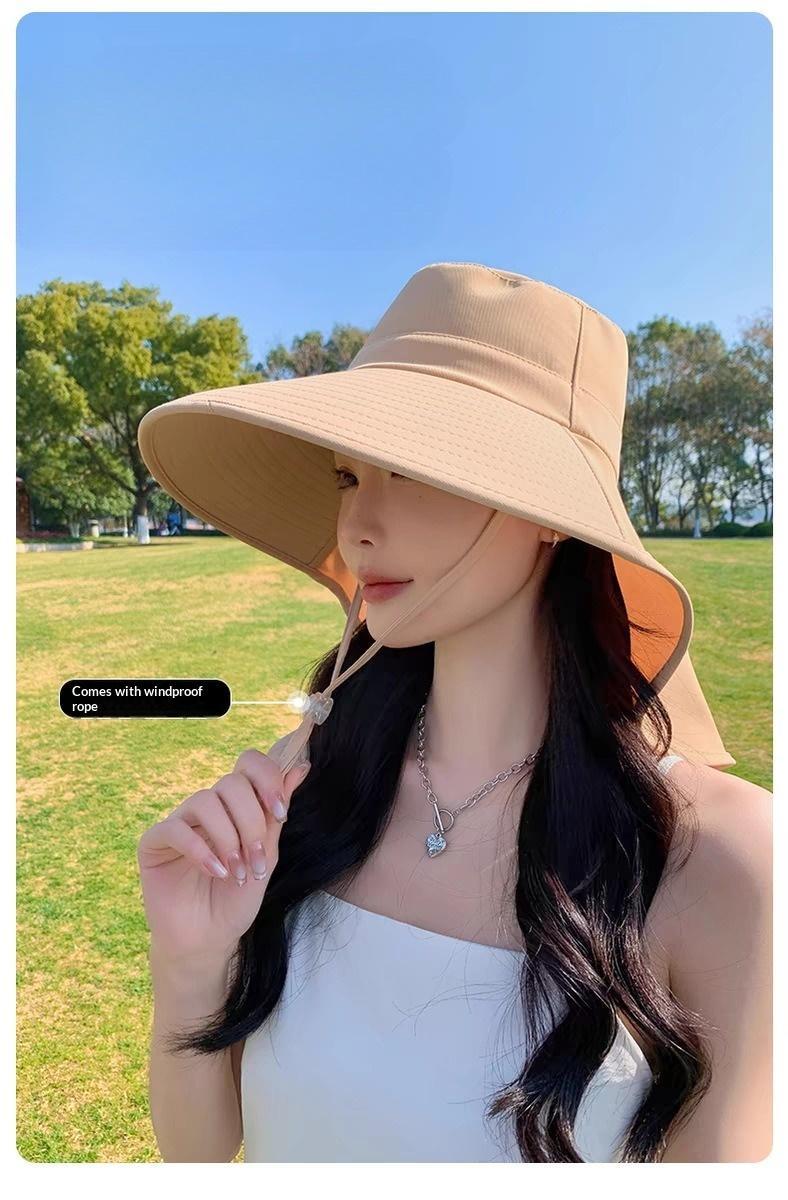 BIGWIG Women's Summer Large Sun Hat, Outdoor Hiking Fisherman's Hat, Summer Foldable Soft Hat, Wide Brim Hat, Fishing Hat, Neck Protection, Suitable for Beaches and Hiking