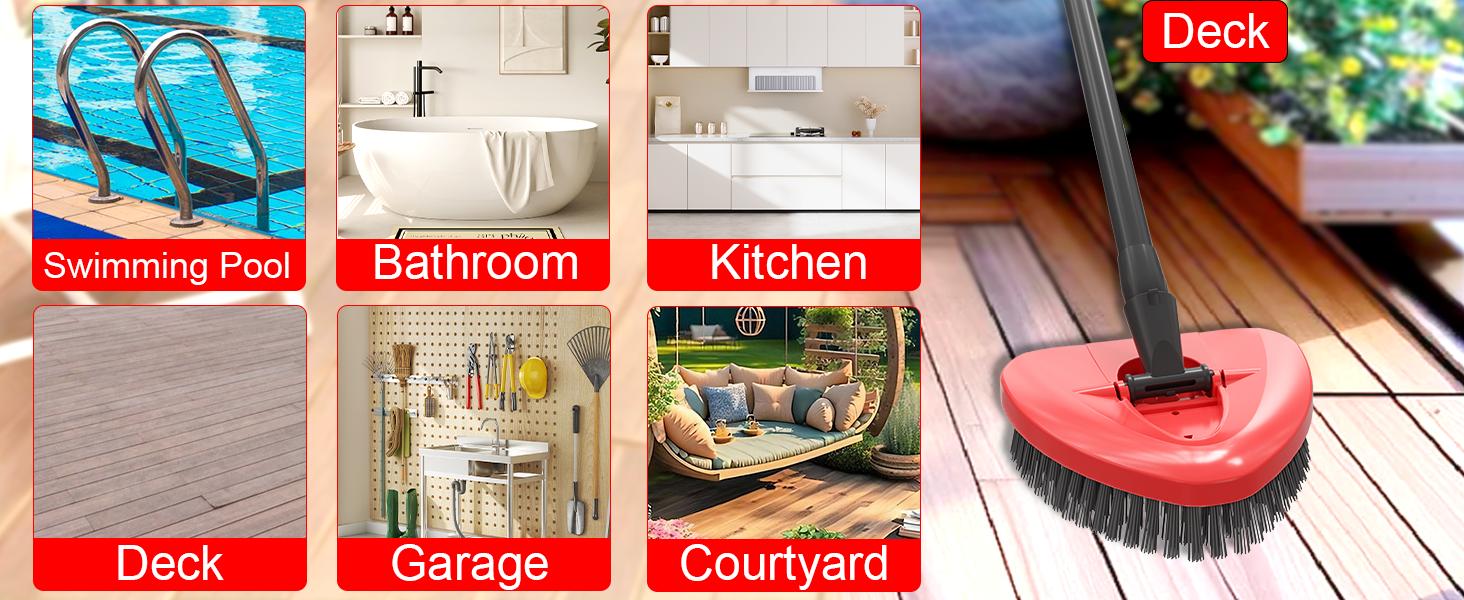 2 Pack Upgrade Scrub Brush Replace Heads Compatible with O Cedar EasyWring 1 Tank Spin Mop,Mop Replacement Scrubber Head Brush,Floor Cleaning Brush,More Layers of Bristles for Bathroom, Deck, Kitchen