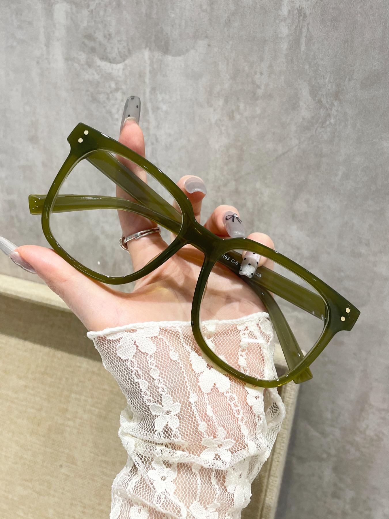 Women's Fashionable Square Frame Eyeglasses, Casual Trendy Anti-blue Light Eyeglasses for Everyday Use, Fashion Accessories for Outdoor Activities, Stylish Square Frames Eyeglasses