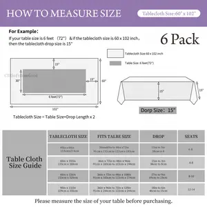 6/10 Pack White 102 x 60 In Tablecloths – Fit 4 - 8 foot Rectangle Tables |     Stain & Wrinkle Resistant |     Washable Polyester Table Covers for Wedding, Party, Dining, Tablecover, Decoration, Ornaments, DecorC34SoftHomeGoods