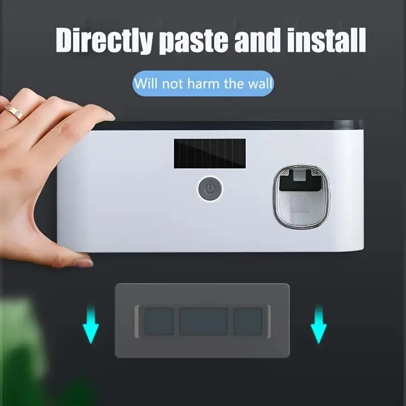 Wall-Mounted No-Drill Toothbrush Holder, USB Wireless UV Disinfection Toothbrush Sterilizer, Toothbrush Disinfection Rack
