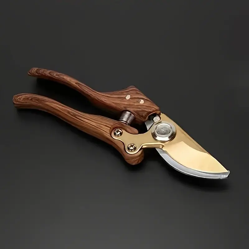 Ergonomic Japanese Sk5 Steel Pruner, Colorful Blades, Wood Grain Handle, Handheld Clipper, Ideal for Outdoor Gardening
