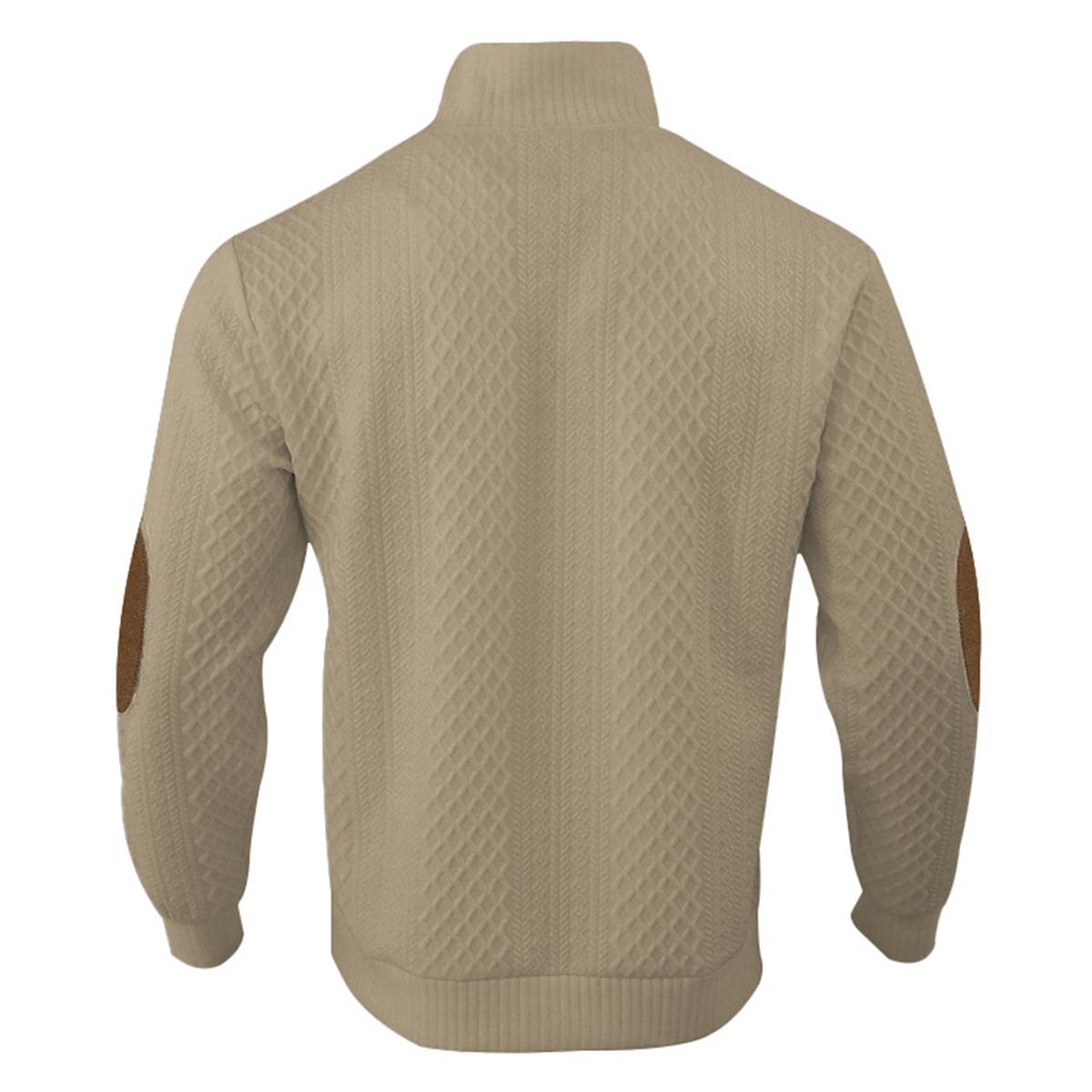 Trendsetting Men's Textured Pullover with Dynamic Splicing Details and a Complex Knit Pattern for Fashion-Forward Style