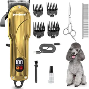 Dog Grooming Kit with 2000mAh Clippers for Heavy Thick Hair Coats, Waterproof Rechargeable Cordless Pet Grooming Trimmer, Safe & Easy to Clean