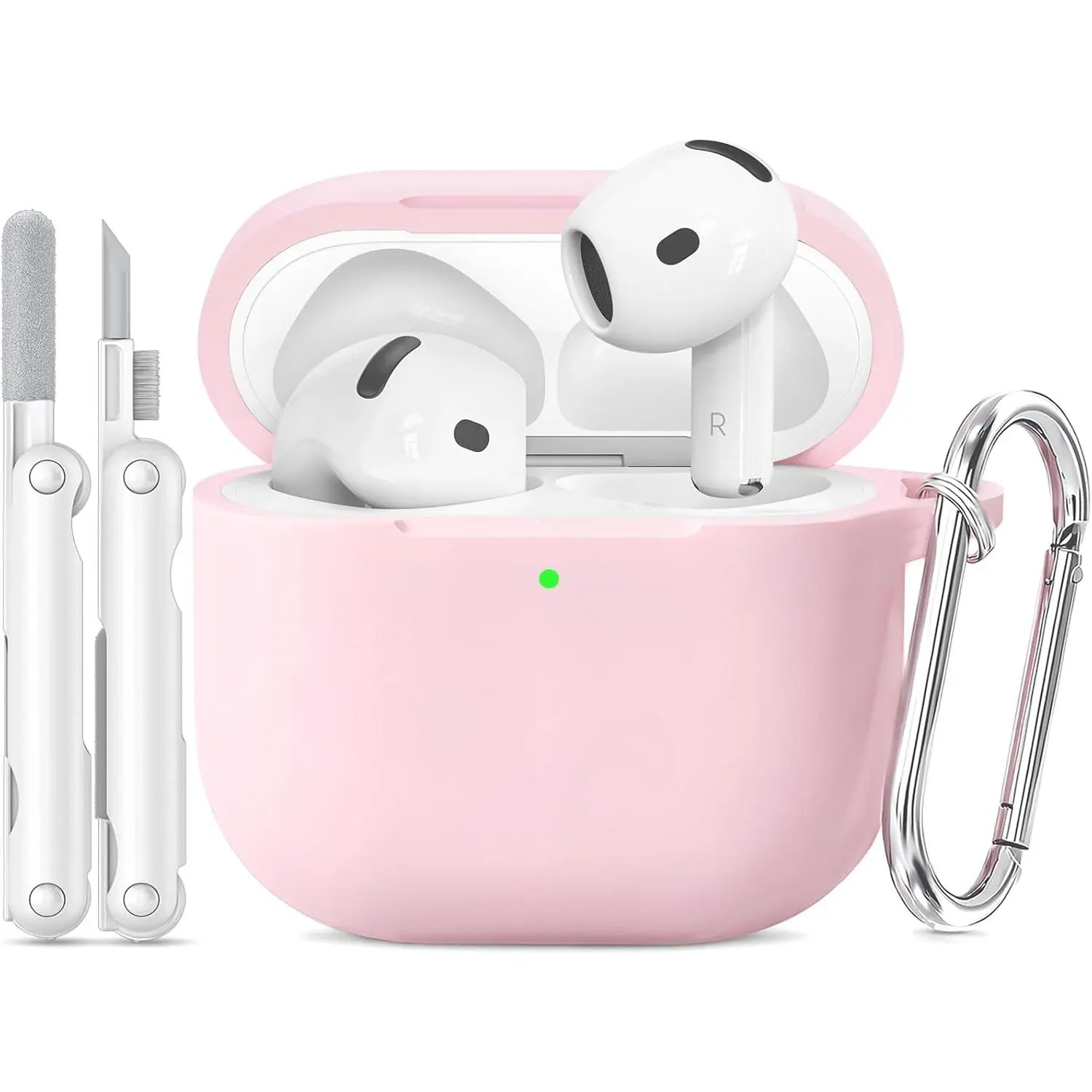 for AirPods 4 Case Pink with 3-in-1 Cleaner Kit & Keychain