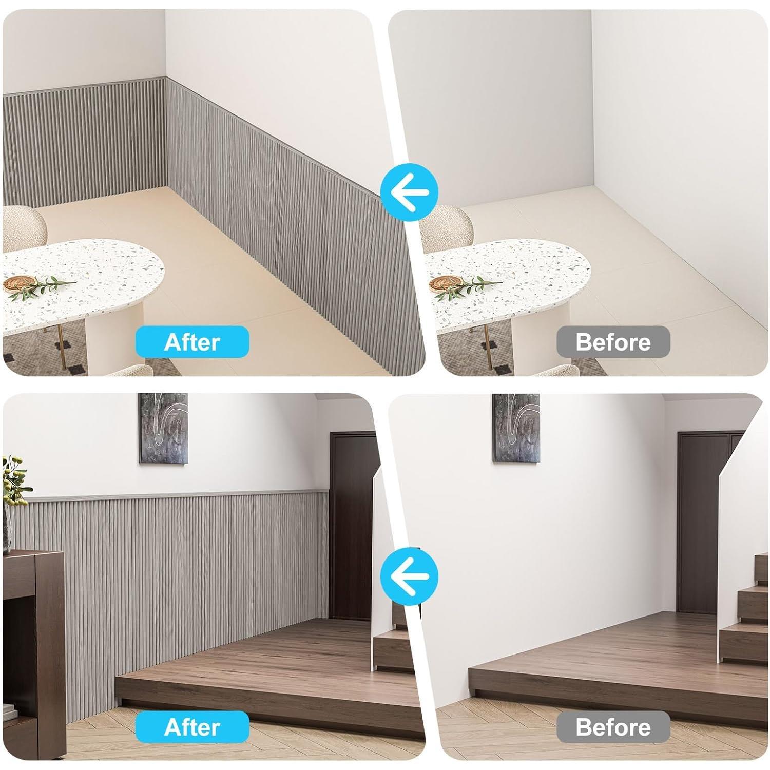 Wainscoting Panels, Beaded Polystyrene Wall Board for Interior Wall Decor, 79.3" Wide X 40.7 high, Covers 22.38 sq.ft, Grey Oak