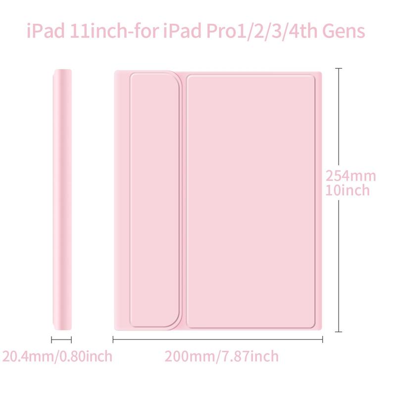 Detachable Wireless Keyboard with Case & Pencil Holder, 1 Set Strong Magnetic Keyboard, Stand Folio Keyboard Case with Adjustable Stand, Foldable Tablet Keyboard for iPad Pro 1/2/3/4th