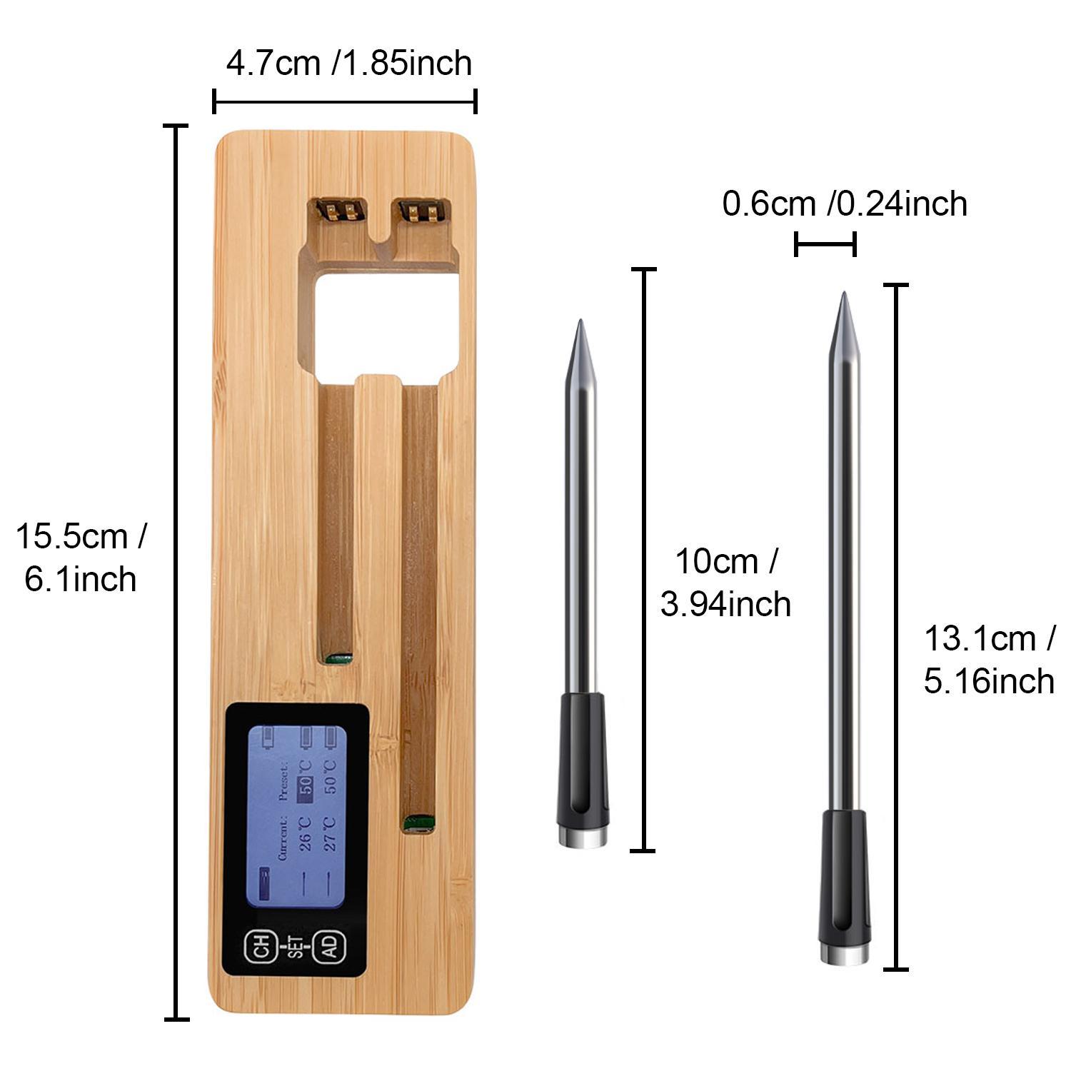 Wireless Meat Thermometer, 1 Box Smart Digital Cooking Thermometer with Wireless Probe, Bluetooth-compatible Food Thermometer for BBQ, Oven