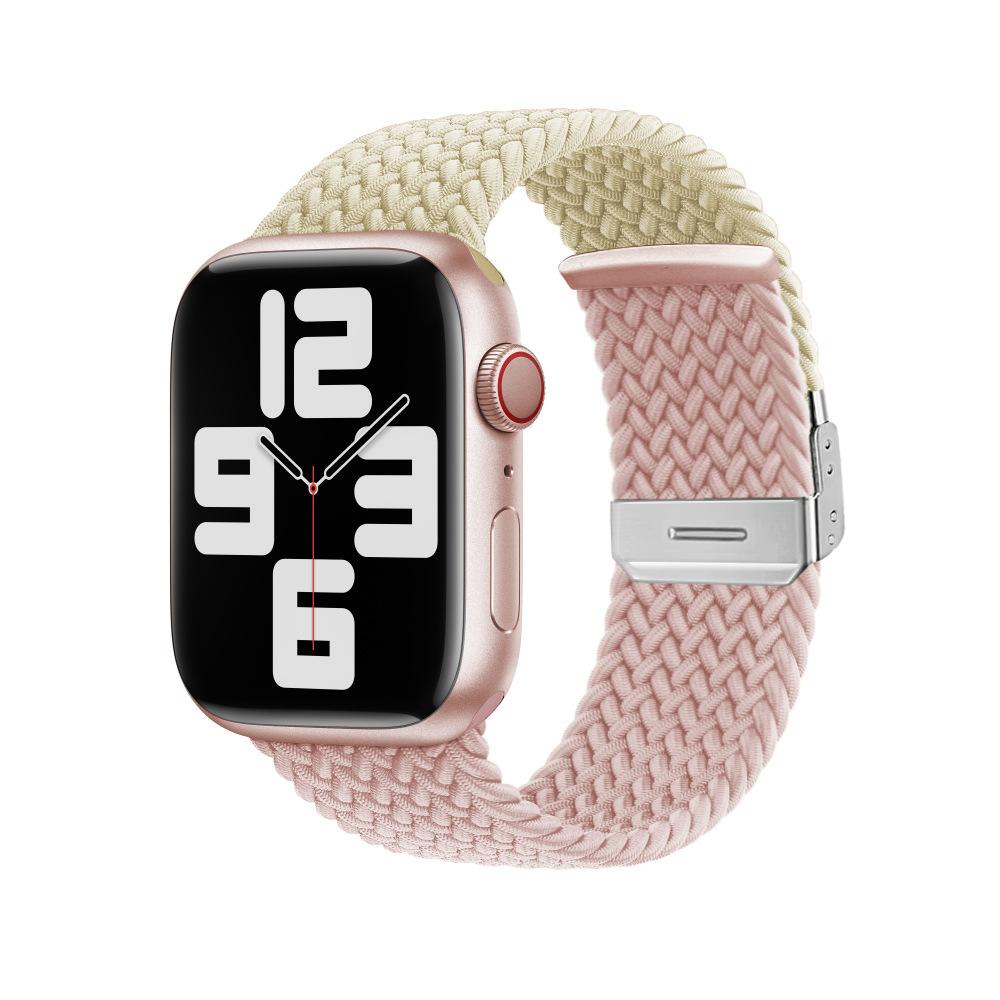 Compatible with Apple Watch: Two-Tone Braided Nylon Elastic Band with Buckle — iWatch Series 10 Wristband