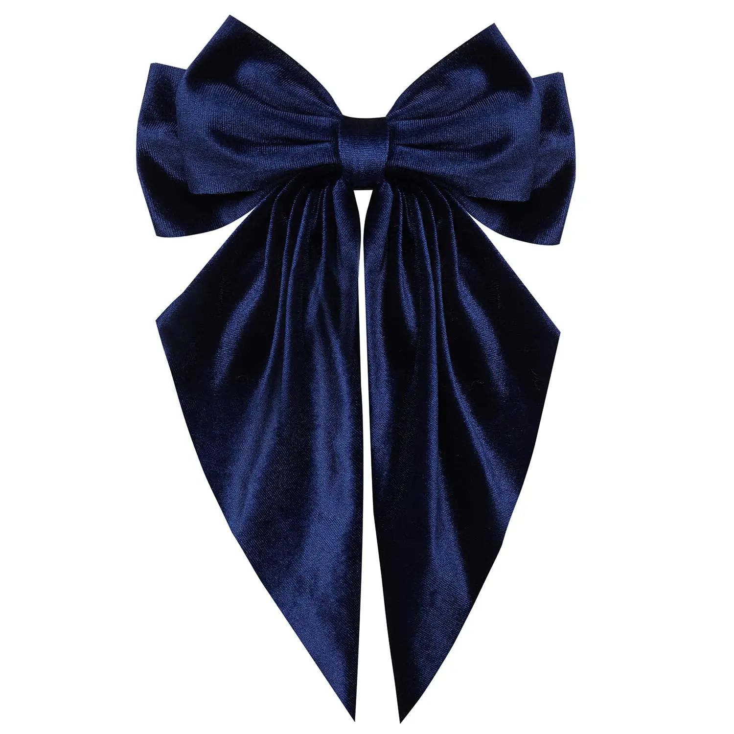 Exquisite  Bow Hair Accessory  Large Hair Bow Long Tail A Luxurious  of Timeless Elegance and -Light Grace for Every Occasion(Navy Blue)