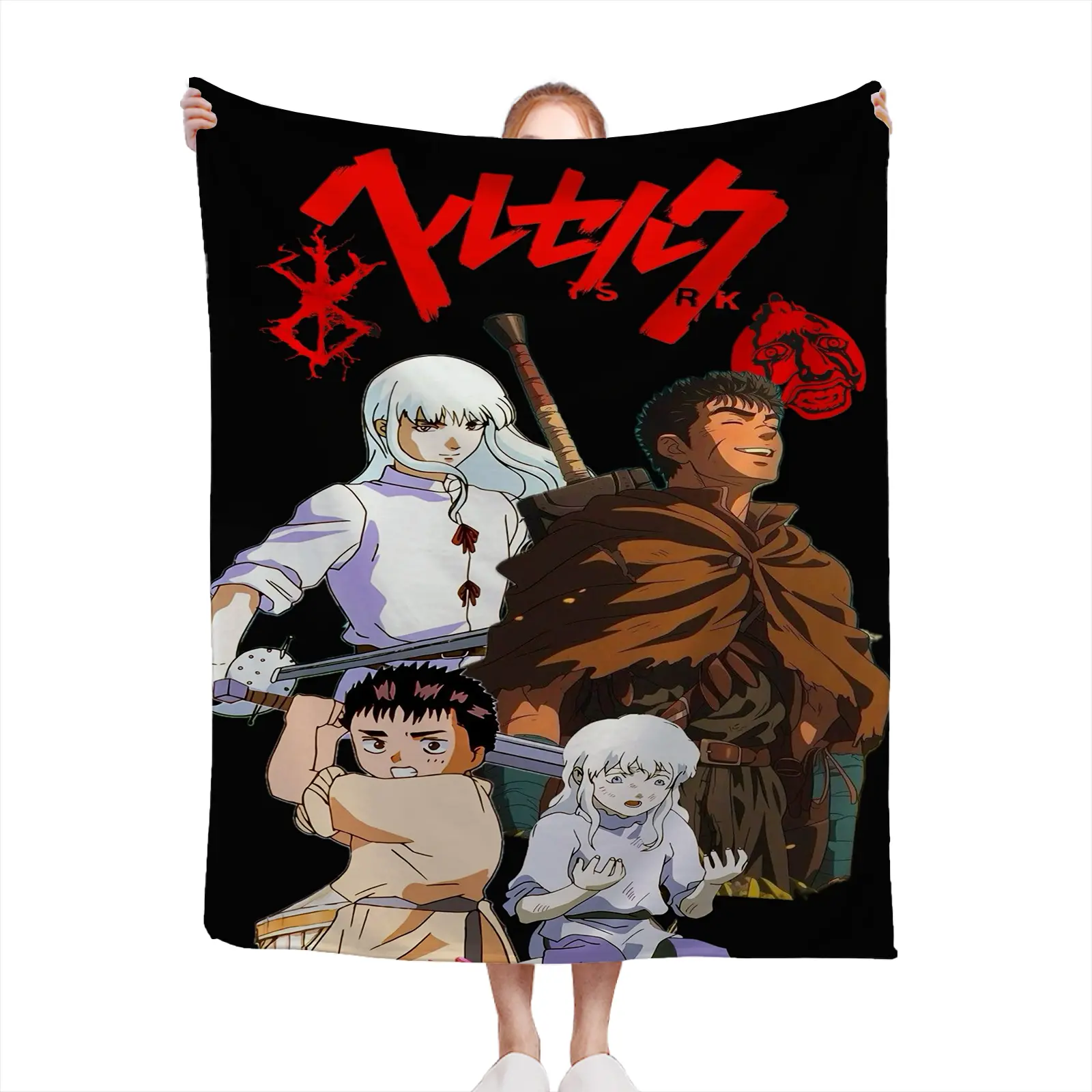 Soft Cozy Throw Blanket Flannel Berserk Anime Print Lightweight Warm Lap Blanket For Sofa Bed Couch Gift For Fans Berserk-14