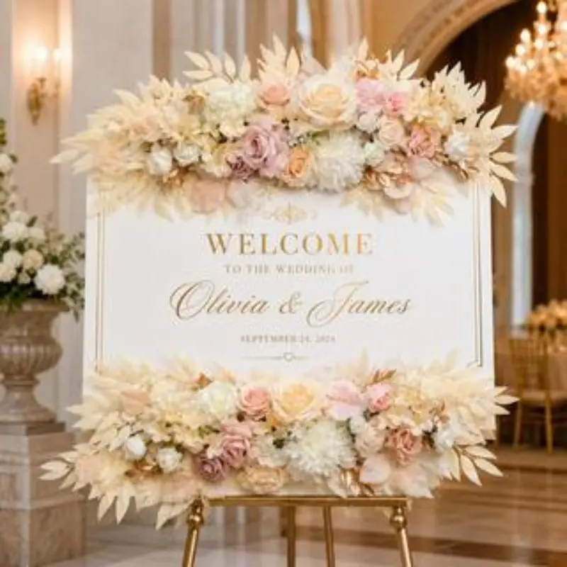2-Piece 75cm Nude Ivory Wedding Arch Floral Set, Artificial Rose Decorations, Ideal for Reception Signs, Ceremony Backdrop, Artificial Flowers