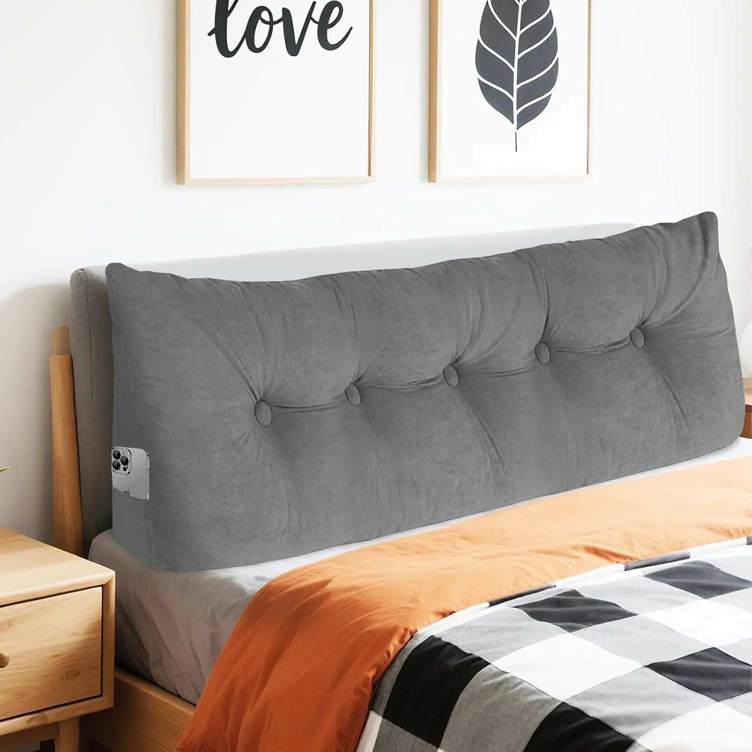 Twin Size Wedge Shape Headboard Pillow - Triangular Backrest Reading Pillow Cushion for Dorm Sofas, Reading Pillows