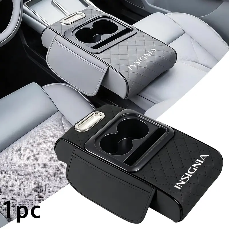Opel Insignia Armrest Pad, Thick Elastic Sponge, Four-In-One Storage, Tissue Box, Cup Holder, Elbow Pain Relief, Easy Assembly
