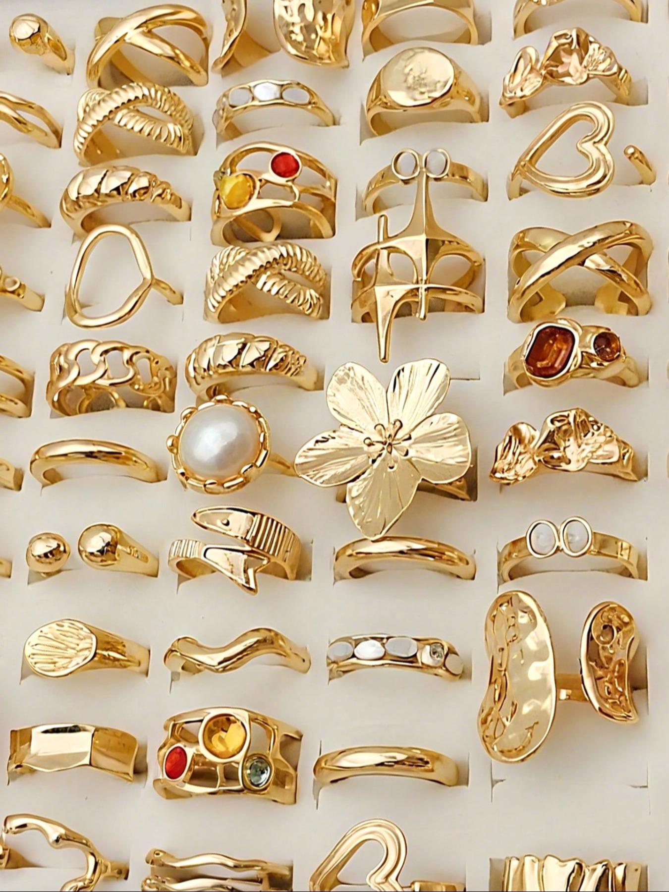 Women's Elegant Vintage Ring Set, Floral & Faux Pearl Designs, Perfect for Daily Wear, Parties, Weddings, Autumn Winter Jewelry Collection Women's Elegant Vintage Ring Set, Floral & Faux Pearl Designs, Perfect for Daily Wear, Parties, Weddings, Autumn Winter Jewelry Collection