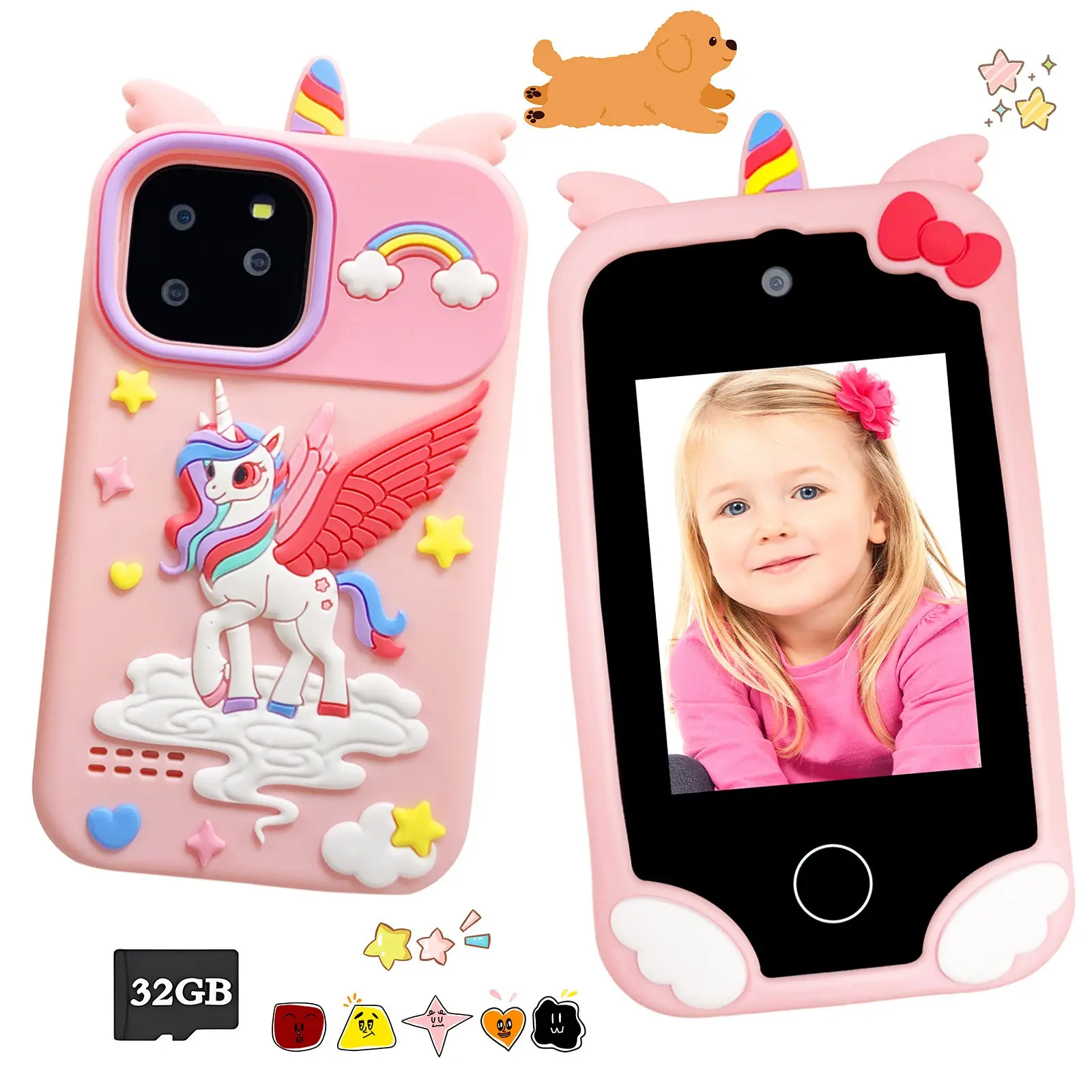 Kids Phone Toys for Boys & Girls, 2.8" Touchscreen Portable Multifunction Learning & Play Toy Phone with Dual Camera, Games & Music Player, Perfect Christmas Birthday Gift for 3-10 Year Olds