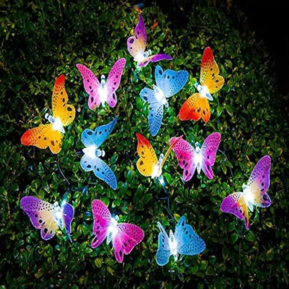 24 LED Butterfly Solar String Lights, Solar Garden Fairy Lights Outdoor  for Yard Bedroom Balcony Patio Indoor