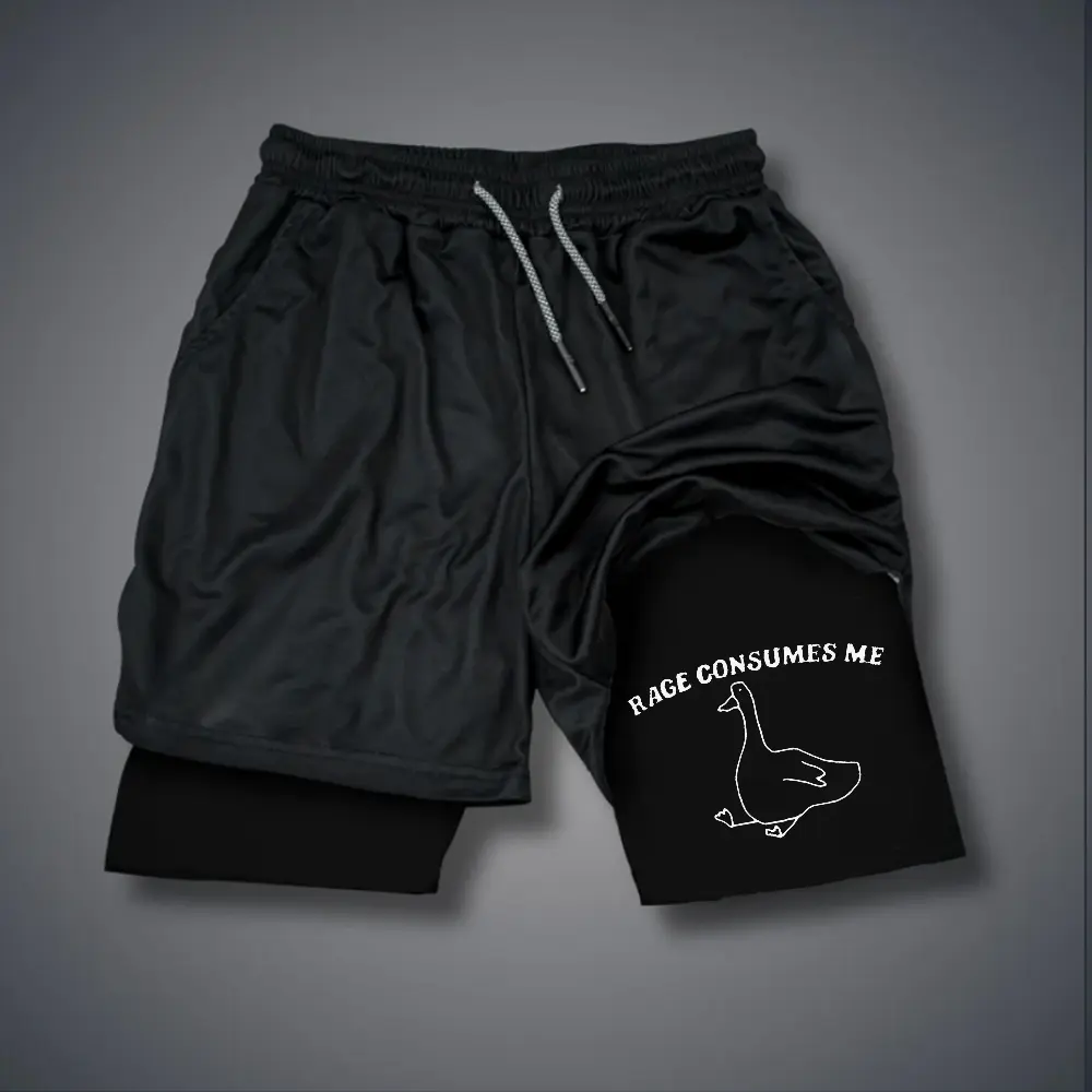Double-Layer Sports Shorts Graphic Shorts Black Shorts Camo Shorts Streetwear Shorts Men Outfits Men Short Shorts Vacation Outfits Shorts