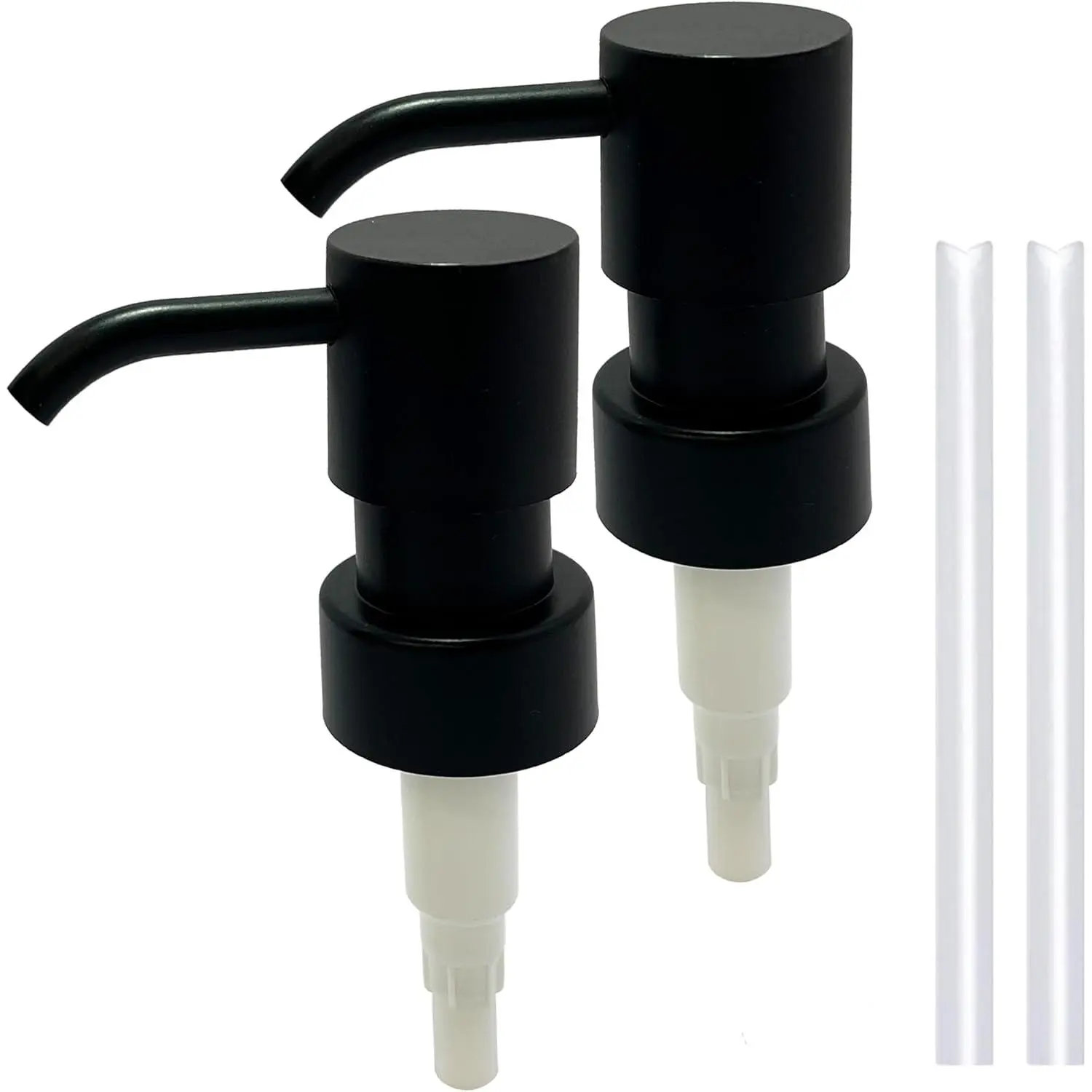 Soap Pump Replacement Hand Soap Dispenser Pump for Bathroom, Fits 1.1in 28mm Round Neck Bottles, Rust Proof Leak Proof Matte Black 2 Pack for Soap Lotion Bottle Upcycling