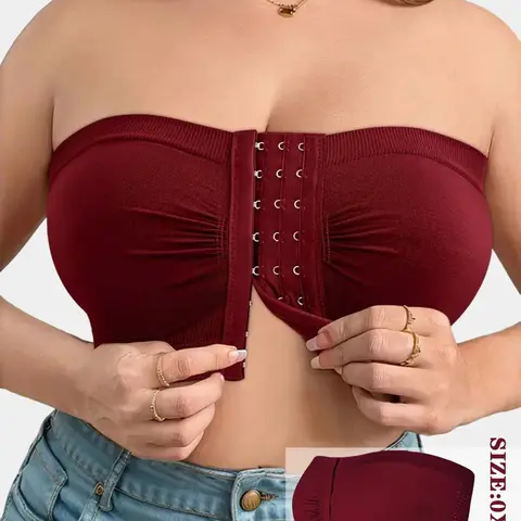 1/3/4/5 PCS Women's Plus Size Wireless Front Buckle Bra, Comfortable Plain Design, Full Coverage, Unlined, Non Padded Bra, Suitable for Daily Wear and Sports
