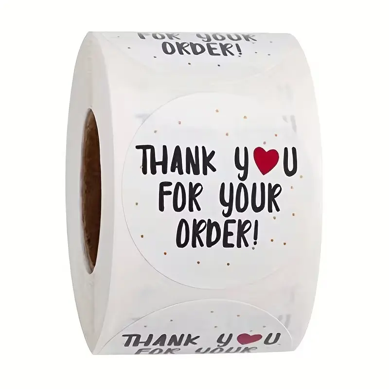 500 Sheets 1 Inch/2.5mm Sticker Roll, Vintage Thank You Stickers, Ideal for Packaging, Small Business, Envelopes, Cards, Letters, Boxes