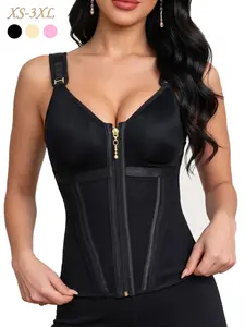 Women's Zipper Hook Waist Shaper Tight Top, Sports Fitness Belted Waist, Daily and Workout Shaping Compression Wear