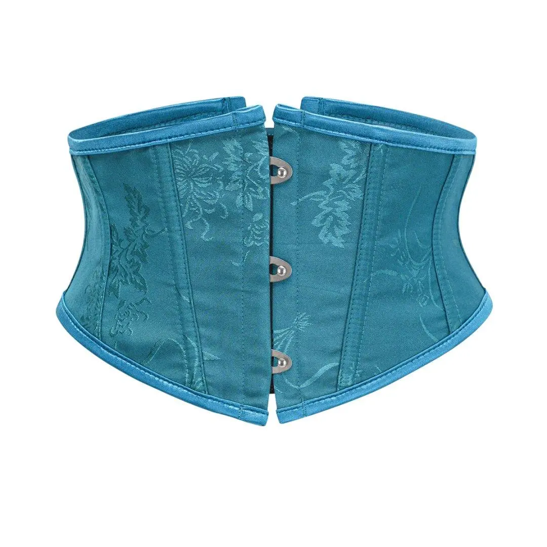 Women's Dark Blue Floral Jacquard Boned Underbust Slimming Corset Top, Gothic Vintage Shapewear Bustier Lingerie, XXL, Corset Tops, Waist Training, Waist Shapewear Tops