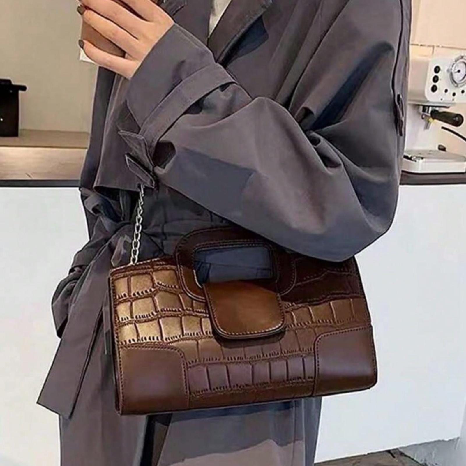 PU Crocodile Pattern Women's Crossbody Bag, Pattern Cut Randomly Women's Handbag Shoulder Bag Party Clutch Bag Purse Wallet Clutch Bag Suitablefor Dinner, Party, , Leisure, Shopping