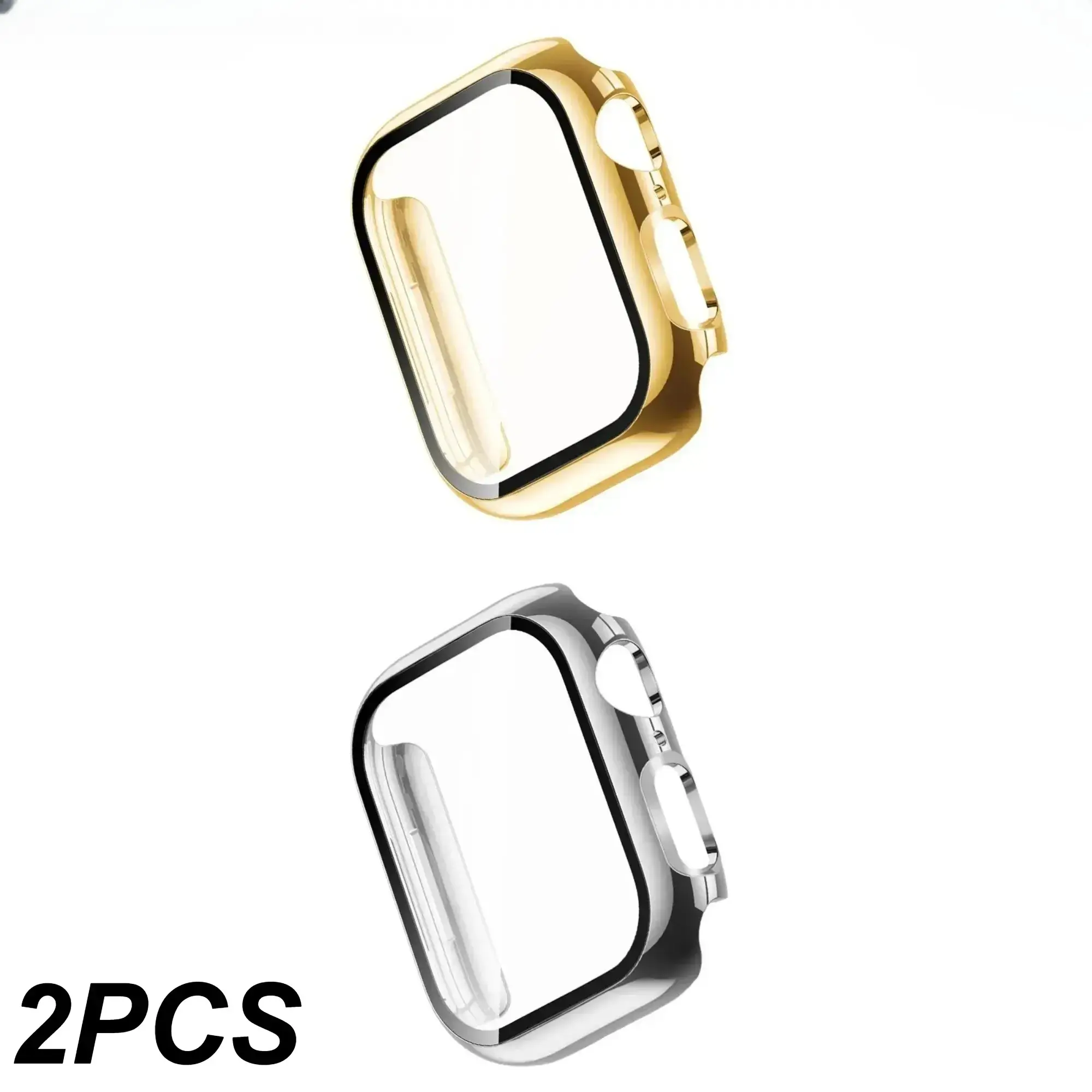 2 Pack Smartwatch Protective Bumper, Solid Pc Hard Case With Built-In Screen Film, Durable Anti Scratch Protective Shell Compatible With Apple Watch 40 To 49mm, Daily Wear Shockproof Watch Accessory (Watch Not Included)